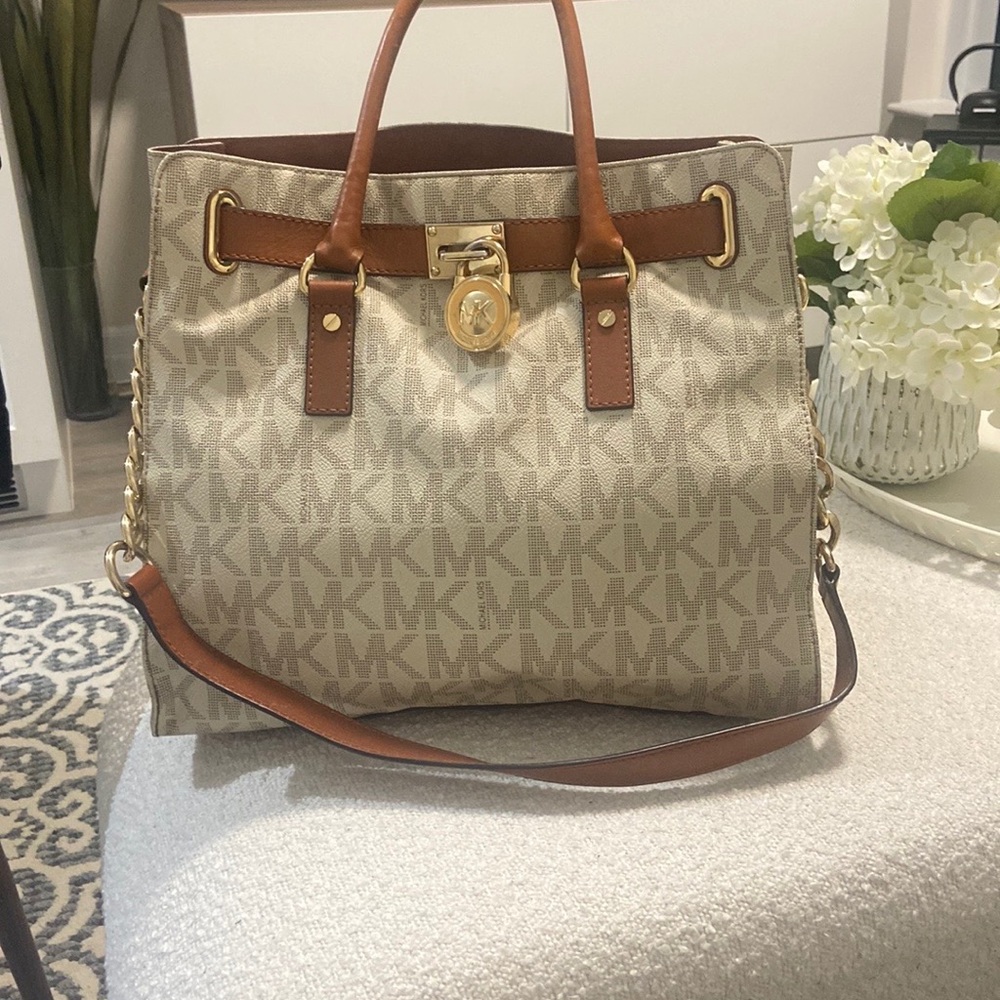 Michael Kors Beige and Brown Tote Bag